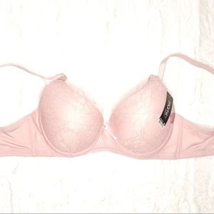 Mamia Lingerie Lace Push Up Bra, Underwire, Pink, 34D